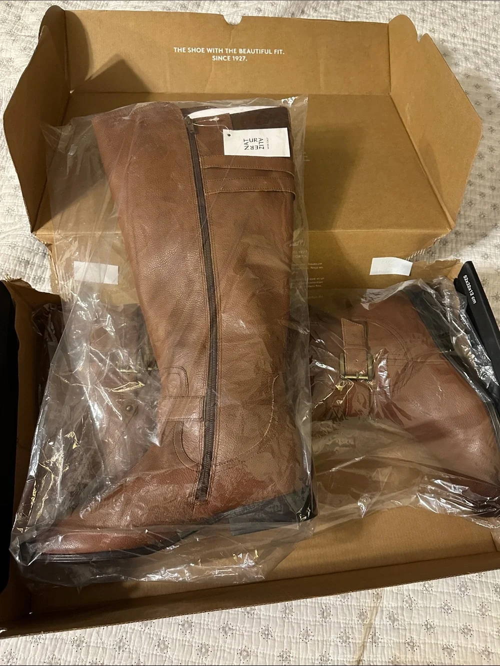 Naturalizer Jessie Cinnamon Leather Wide Calf Knee High Riding Boots NIB Size 11